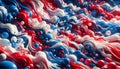 Background Artwork, Illustration , Generative AI, of red, white and blue fluids in an agitated state