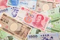 Background of asian currency Royalty Free Stock Photo