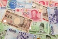 Background of asian currency Royalty Free Stock Photo