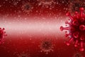 Background for asian flu outbreak and coronaviruses influenza concept. Coronavirus COVID-19 on red background. Horizontal banner, Royalty Free Stock Photo