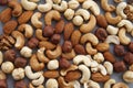 Background of assorted nuts on a gray background Royalty Free Stock Photo