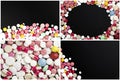 Background of assorted pharmaceutical capsules and medication in different colors Royalty Free Stock Photo