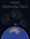 Background of Australia Day , National Celebration Card, Vector, on a globe the planet Earth, in space Flag and salute Royalty Free Stock Photo