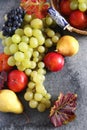 Background: autumn fruits in wicker basket Royalty Free Stock Photo