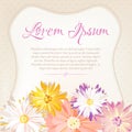 Beautiful, vintage style polka dots background with place for text and vintage flowers in soft colors