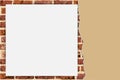 Background, backdrop with  paper sheet on brick wall. Royalty Free Stock Photo