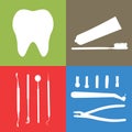 Background or banner, teeth, dental instruments, dental care. Royalty Free Stock Photo