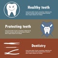Background or banner, teeth, dental instruments, dental care. Royalty Free Stock Photo