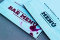 Background of bar menus or restaurants close-up