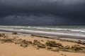 Coquina Rock Covered Beach as the Storm Comes In