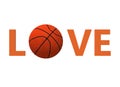 Background basketball ball love orange text Royalty Free Stock Photo