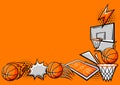 Background with basketball items. Sport club illustration.