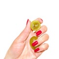 Grapes in a woman`s hand Royalty Free Stock Photo