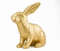 Gold bunny rabbit on white background Royalty Free Stock Photo