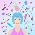 Background for a beauty salon with a portrait of a girl