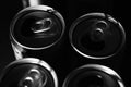 Background beer cans in black and white Royalty Free Stock Photo