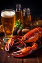 tasty background beer crab red food crayfish glass seafood snack crawfish. Generative AI. Royalty Free Stock Photo