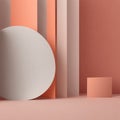 Background beige , brow?, orange, soft colors with geometric shapes for presentation. Abstraction, paper style. AI