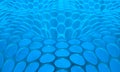 background with a bent grid with hexagon cells tinted blue