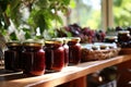 Background berry jelly jam food homemade sweet jar red fruit fresh Royalty Free Stock Photo