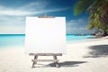 Background Big Board With Unfocused Tropical Beach With Crystal. Generative AI