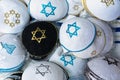 Traditional jewish hat called kippah sold on the market