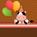 Background birthday cow with balloons