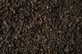 Background of black fanning or broken loose leaf tea. Close up, top view.