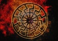 Background with the Black Sun Symbol Royalty Free Stock Photo
