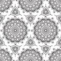 Background with black and white mehndi henna seamless lace buta decoration items Royalty Free Stock Photo