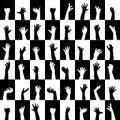 Background of black and white squares with hands silhouettes Royalty Free Stock Photo