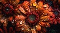 Background of Blanket Flower, Gallardia with raindrops created with generative AI technology