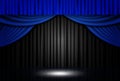 Background with blue and black theatre curtain Royalty Free Stock Photo