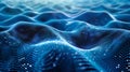 The background is a blue circular shape with a futuristic point wave. Big data. Rendering in 3D. Abstract digital wave