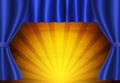 Background with blue circus curtain. Design for presentation, concert, show