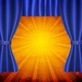 Background with blue circus curtain. Design for presentation, concert, show