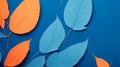 Background with blue and orange leaves