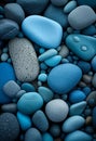 Background of blue pebbles. AI Generated