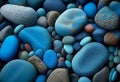 Background of blue pebbles. AI Generated