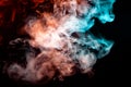 A background of blue, red and green wavy smoke in the shape of a Royalty Free Stock Photo