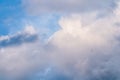 Background of blue sky with white clouds and flying bird Royalty Free Stock Photo