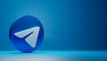 Background Blue With Telegram icon 3d rendering