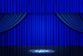 Background with blue theater curtain Royalty Free Stock Photo