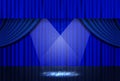 Background with blue theater curtain Royalty Free Stock Photo