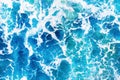 Background blue water texture with wave crest. Concept ocean top view Royalty Free Stock Photo