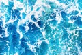 Background blue water texture with wave crest. Concept ocean top view