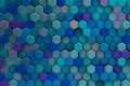 Background of bluish 3d hexagons with relief and brights.