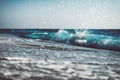 background of blurred beach and sea waves with bokeh Royalty Free Stock Photo