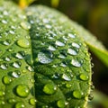 The background is blurred, emphasizing the leaf and droplets in the Royalty Free Stock Photo