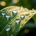 The background is blurred, emphasizing the leaf and droplets Royalty Free Stock Photo